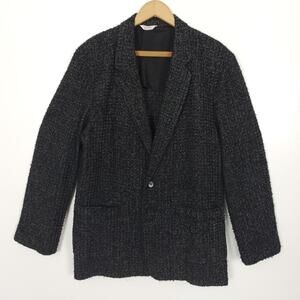 Vintage Falcone Boucle Blazer Jacket Black Grey L-XL